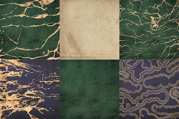 Lapis & Malachite Gold Marble Slabs in Patterns - product preview 2