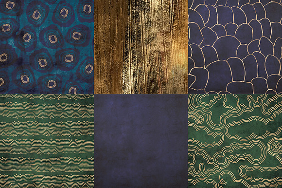 Lapis & Malachite Gold Marble Slabs in Patterns - product preview 3