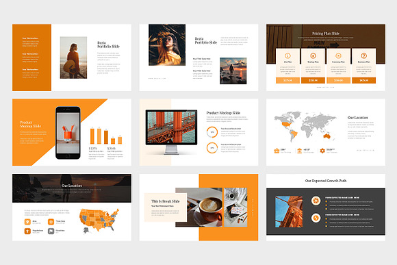 Bezia : Orange Pitch Deck Powerpoint in PowerPoint Templates - product preview 3