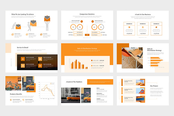 Bezia : Orange Pitch Deck Powerpoint in PowerPoint Templates - product preview 4