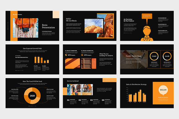 Bezia : Orange Pitch Deck Powerpoint in PowerPoint Templates - product preview 7