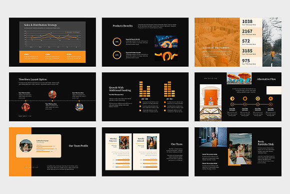 Bezia : Orange Pitch Deck Powerpoint in PowerPoint Templates - product preview 8