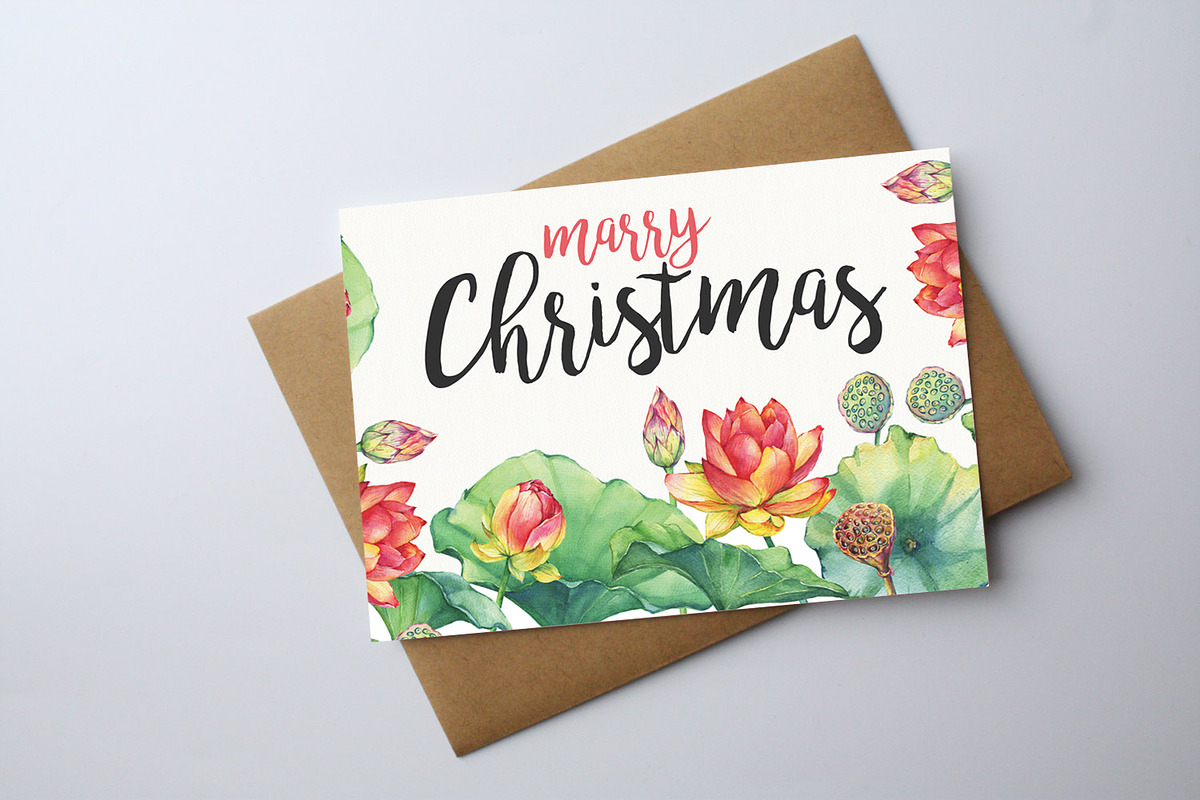 Floral Christmas Greeting Card in Postcard Templates - product preview 8