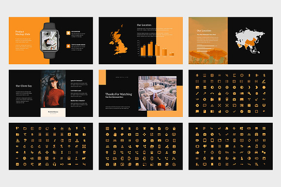 Bezia : Orange Pitch Deck Keynote in Keynote Templates - product preview 6