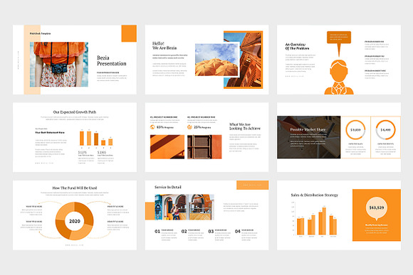Bezia : Orange Pitch Deck Keynote in Keynote Templates - product preview 7