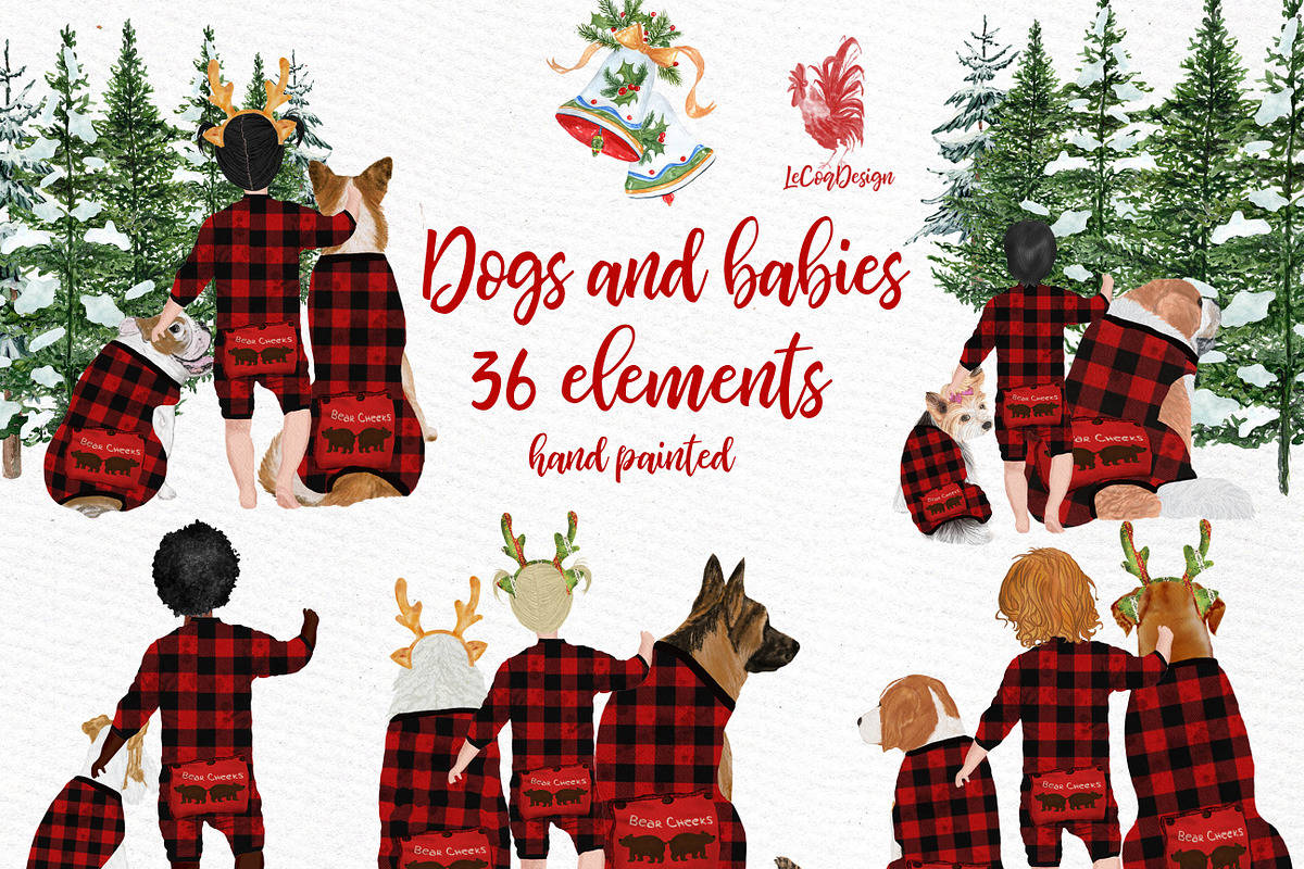 DOGS CLIPART, Baby clipart,Christmas in Illustrations - product preview 8
