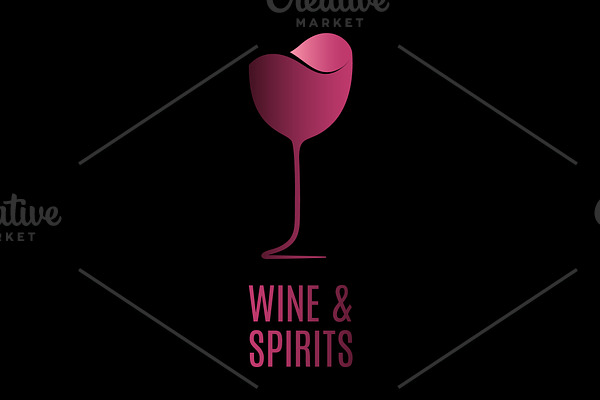 Wine glass logo. Red wine design.