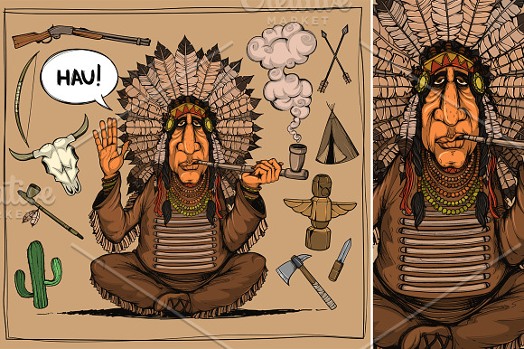 Chieftain of indians in Illustrations - product preview 2