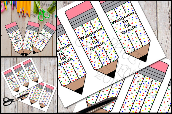 Pudgy Pencil 1st Grade Bookmarks in Objects - product preview 1