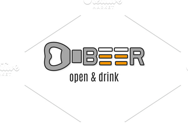 Beer logo with beer opener design.