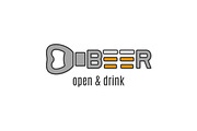 Beer logo with beer opener design.