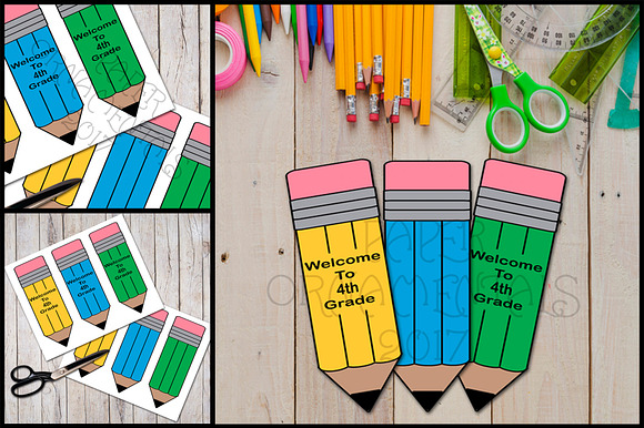 Pudgy Pencil 4th Grade Bookmarks in Objects - product preview 1