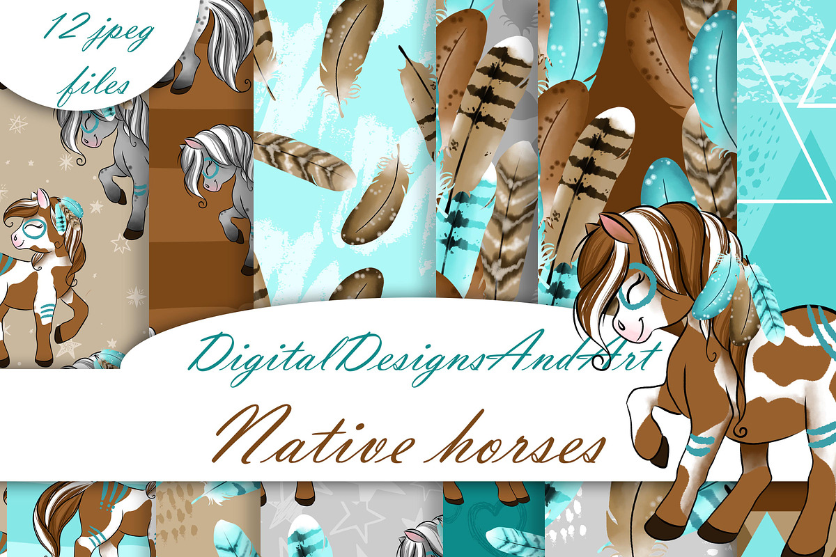 Native horses pattern in Patterns - product preview 8