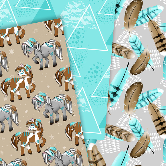 Native horses pattern in Patterns - product preview 1