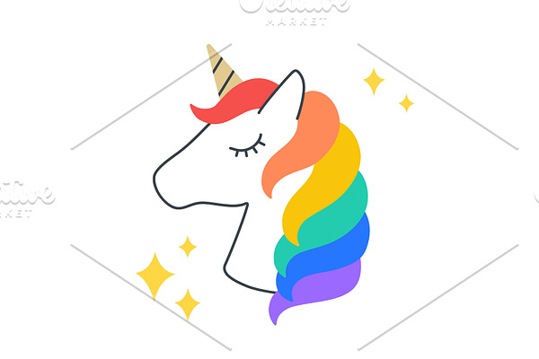 Unicorn. Fun Sticker. Colorful fun