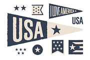 Set symbols USA. Vintage retro