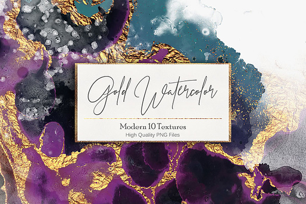 Gold Watercolor PNG Textures