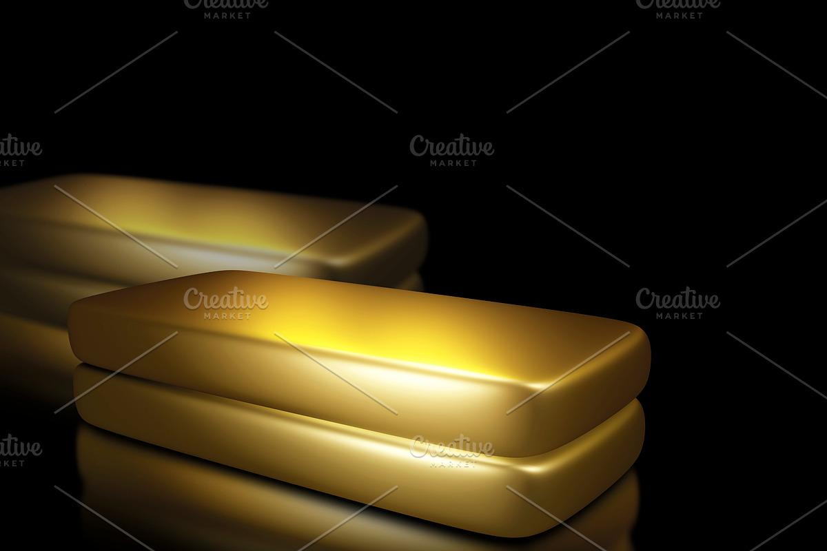 Gold bars on black background in Objects - product preview 8
