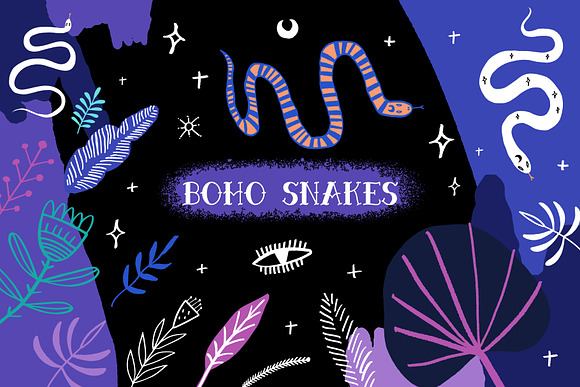 Boho Snakes & Plants Bundle in Illustrations - product preview 5