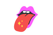 Open mouth with tongue. Fun Sticker