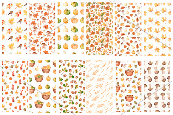 Watercolor Autumn PatternsCollection in Patterns - product preview 5