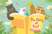Animals Read Book - Illustration