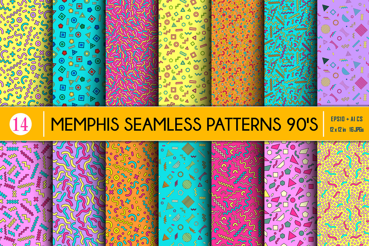 Memphis Seamless Backgrounds 80s, 90 in Patterns - product preview 8