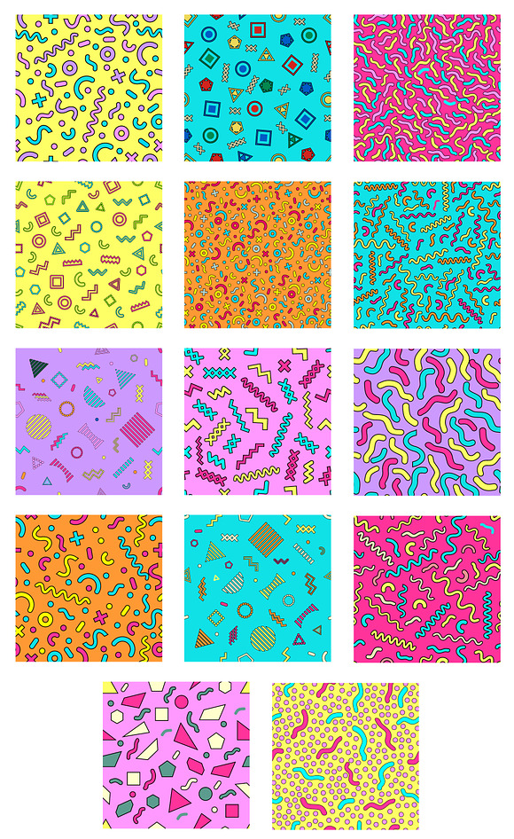 Memphis Seamless Backgrounds 80s, 90 in Patterns - product preview 1