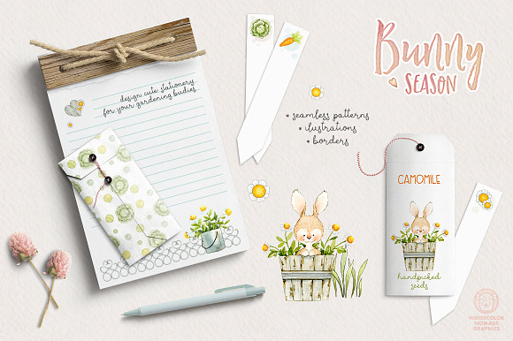 Bunny Season Watercolor Illustration in Illustrations - product preview 1