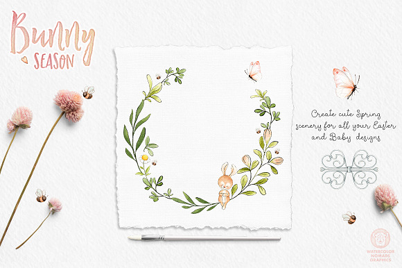 Bunny Season Watercolor Illustration in Illustrations - product preview 9