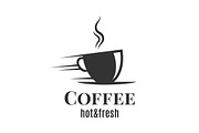 Coffee cup logo. Fast coffee design.