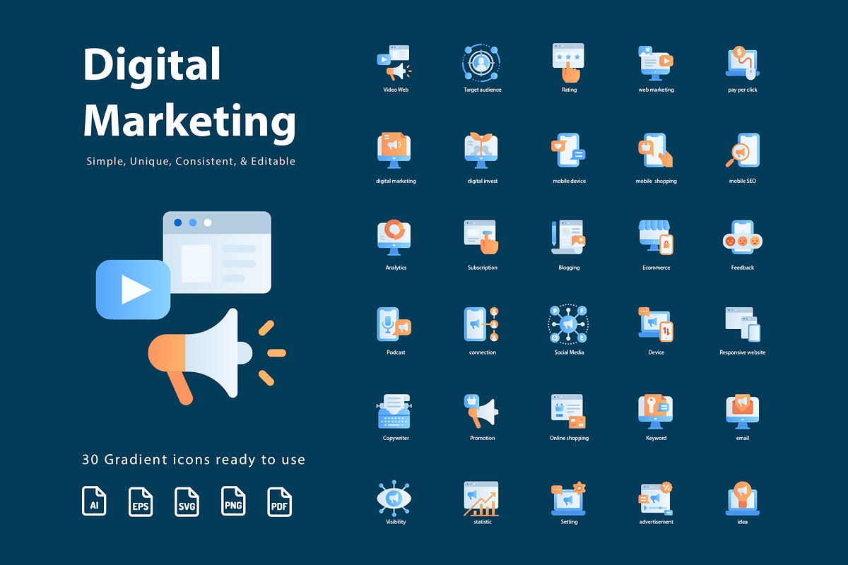 Digital Marketing Gradient Icons in Marketing Icons - product preview 8