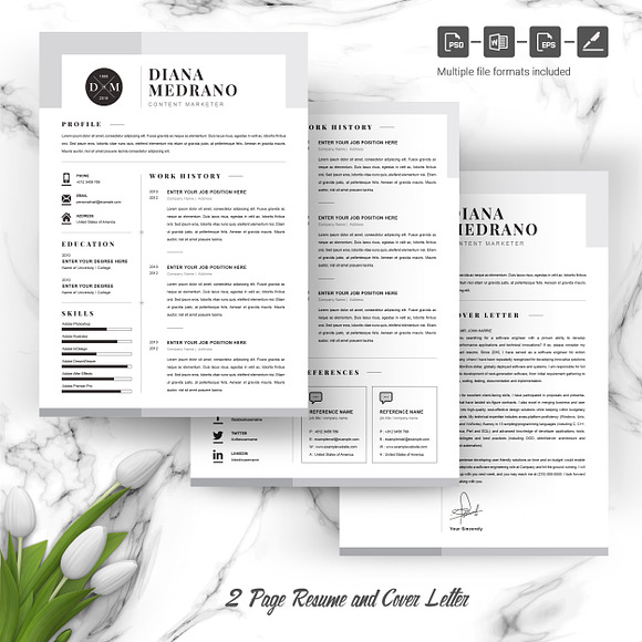 3 Page Resume Template | DOCX + PSD in Letter Templates - product preview 3