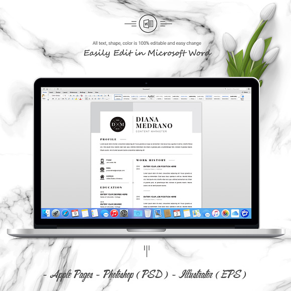 3 Page Resume Template | DOCX + PSD in Letter Templates - product preview 4