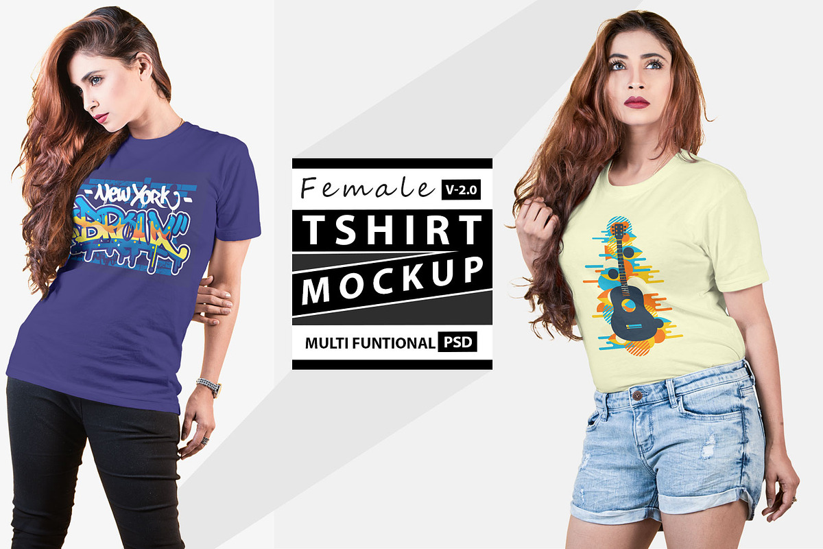 Female t-shirt Mockup-V-2-001 in Product Mockups - product preview 8