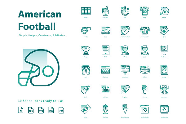 American Football Shape Icons