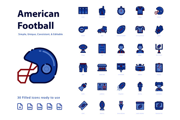 American Football Filled Icons