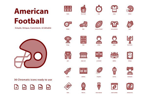 American Football Chromatic Icons