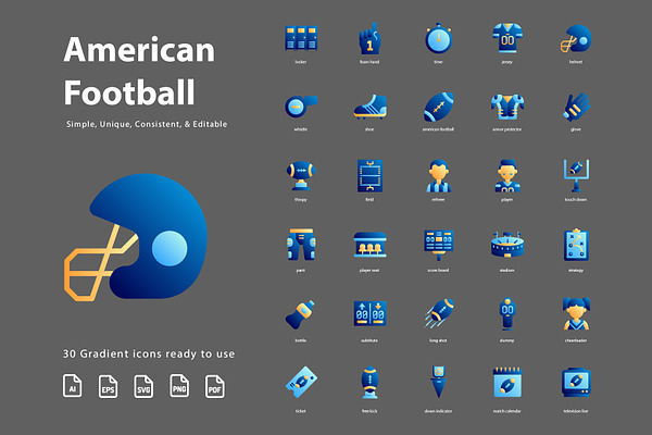 American Football Flat Icons