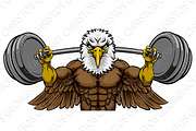 Eagle Mascot Weight Lifting Barbell