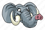 Angry Elephant Cartoon Animal Mascot