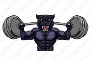 Panther Mascot Weight Lifting Barbel