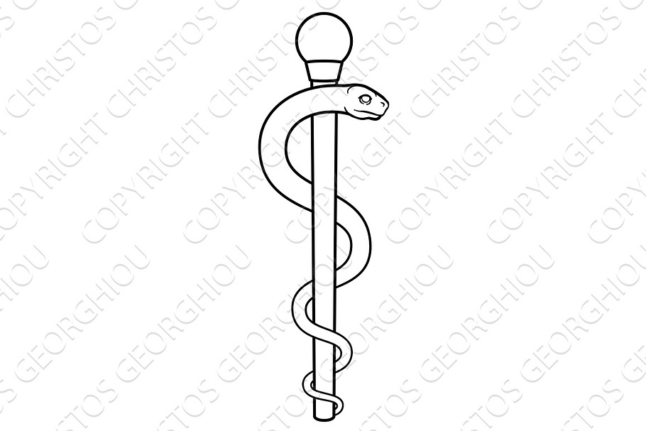 Rod of Asclepius Medical Symbol in Illustrations - product preview 8