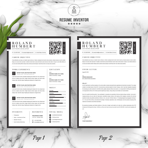 Minimal Word Resume and Cover Letter in Resume Templates - product preview 1
