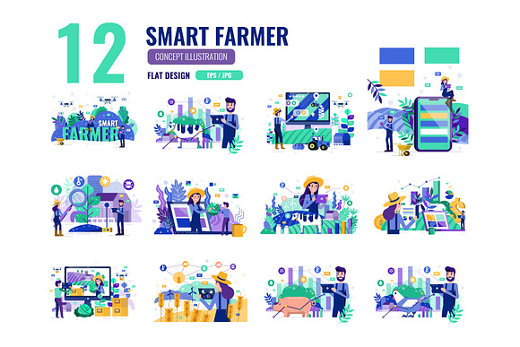 Smart Farmer Illustration in Illustrations - product preview 5