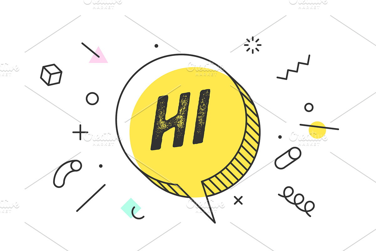 HI. Banner, speech bubble, poster in Illustrations - product preview 8
