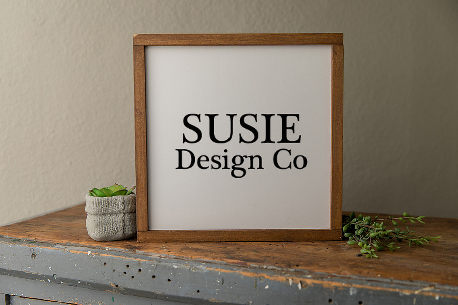 White Farmhouse Sign Styled Mock Up in Product Mockups - product preview 8