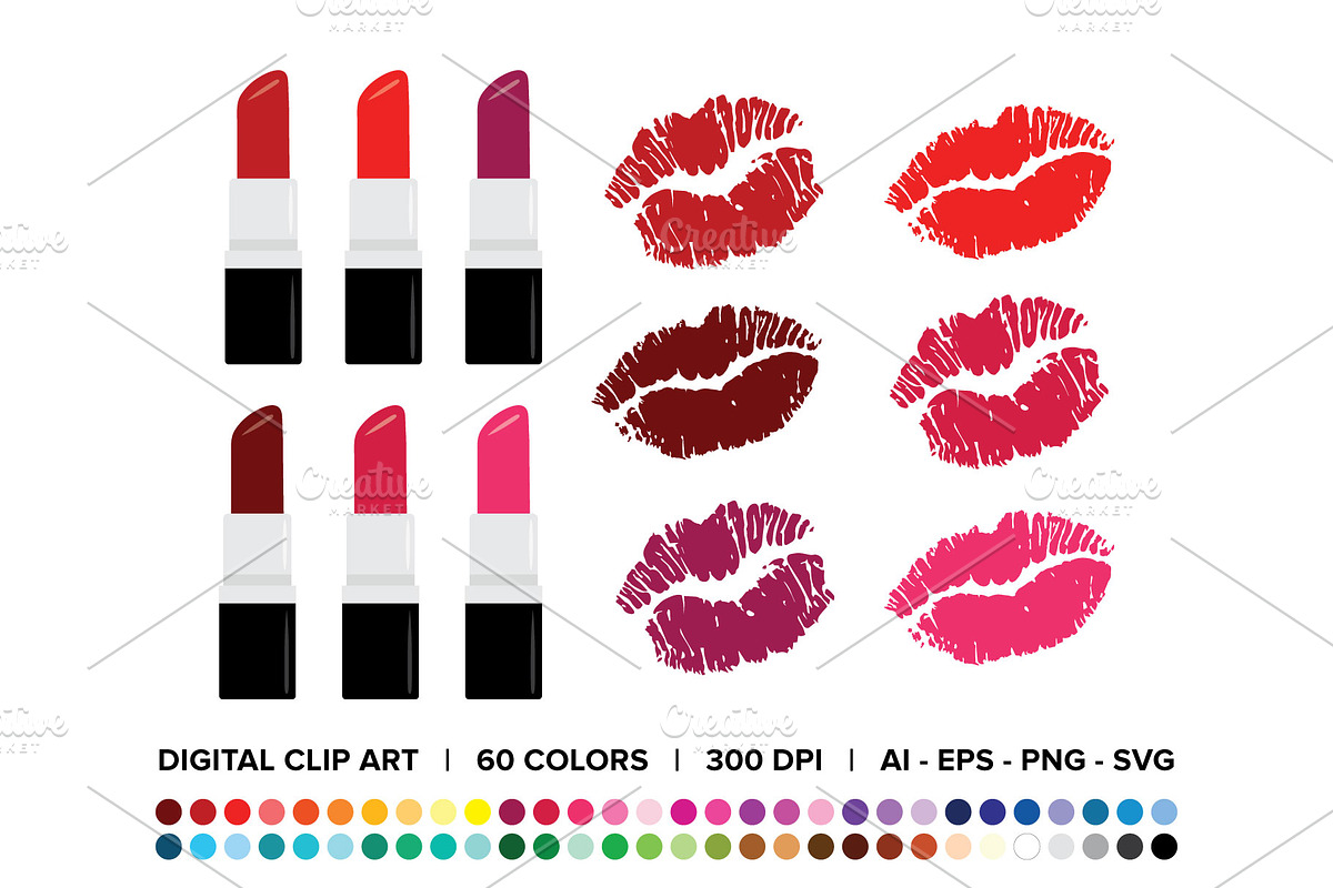 Lipsticks & Kisses Clip Art Set in Objects - product preview 8