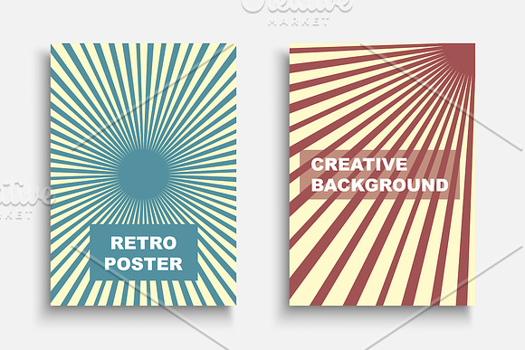 Retro striped colorful posters in Brochure Templates - product preview 1