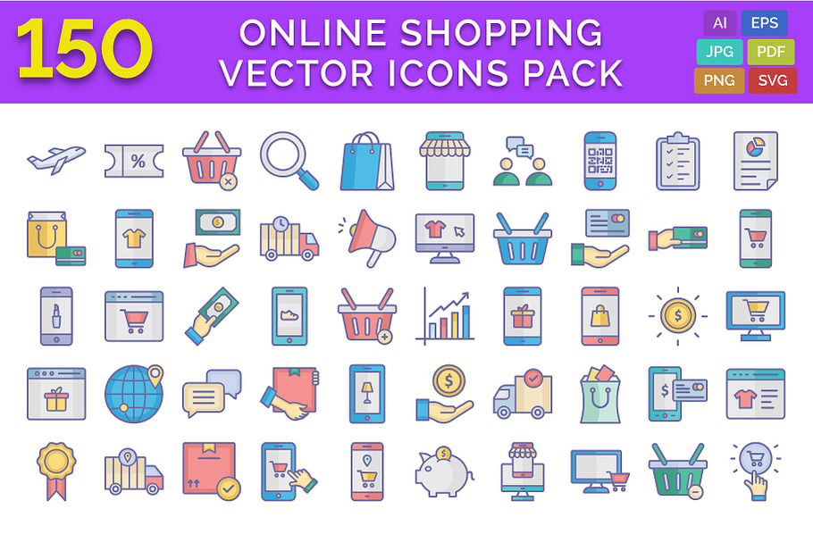 150 Online Shopping Icons Pack